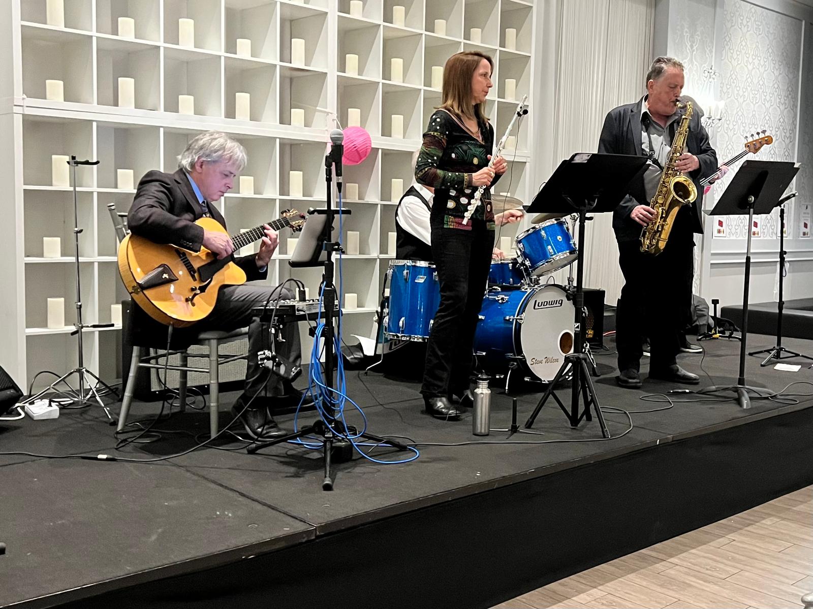 Northern Latitudes Jazz band performing on stage at the 2022 Emajjin Celebration gala