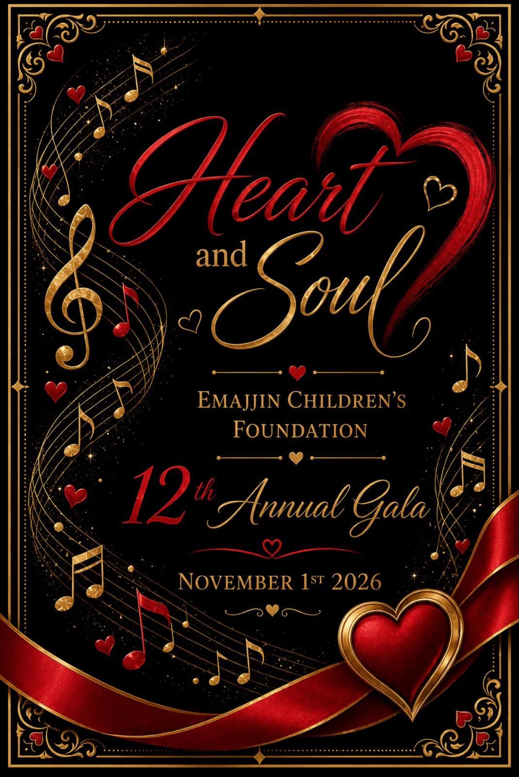 2026 gala promo flyer with theme heart and soul